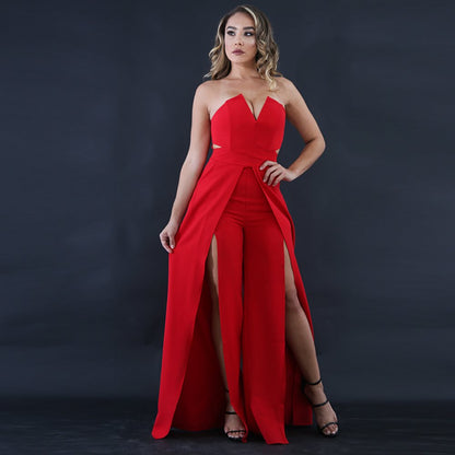 Elegant Zipper Wide Leg Jumpsuit