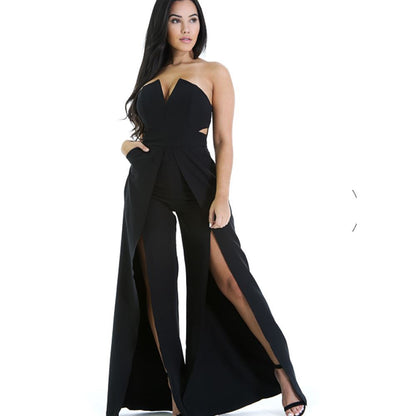 Elegant Zipper Wide Leg Jumpsuit