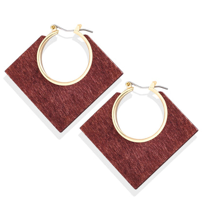 Square Wooden Geometric Earrings