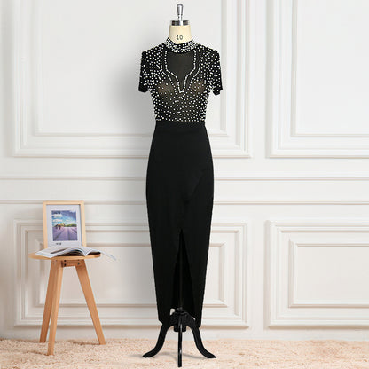 Beaded Sheer Tulle Dress