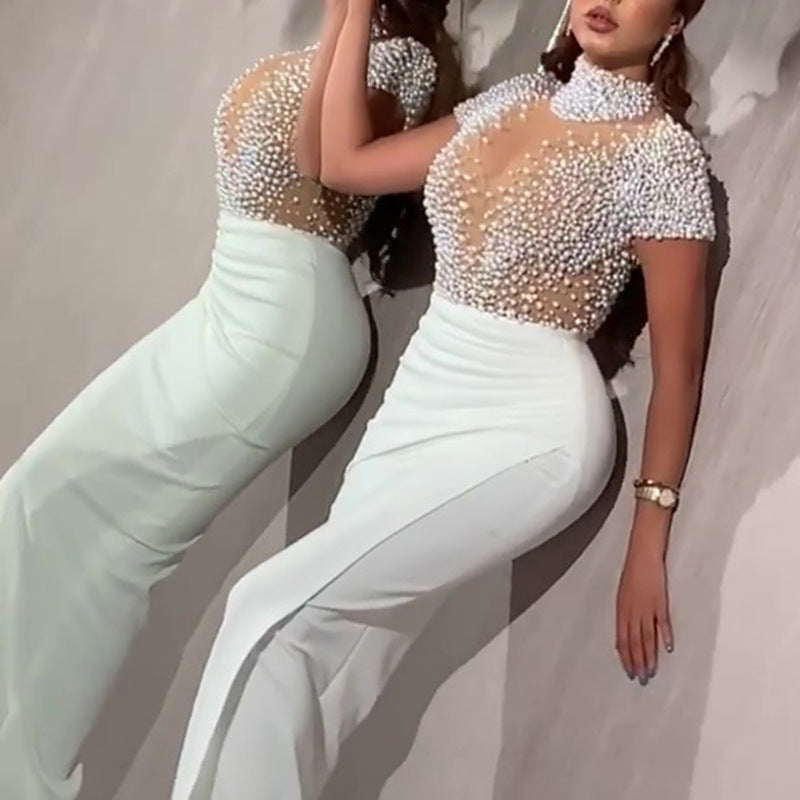 Beaded Sheer Tulle Dress