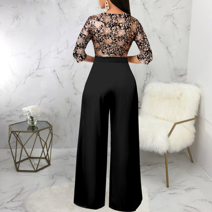 Solid Color And V-neck Women's Jumpsuit