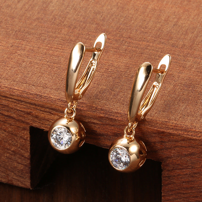 Simple Zircon Ball Earrings
