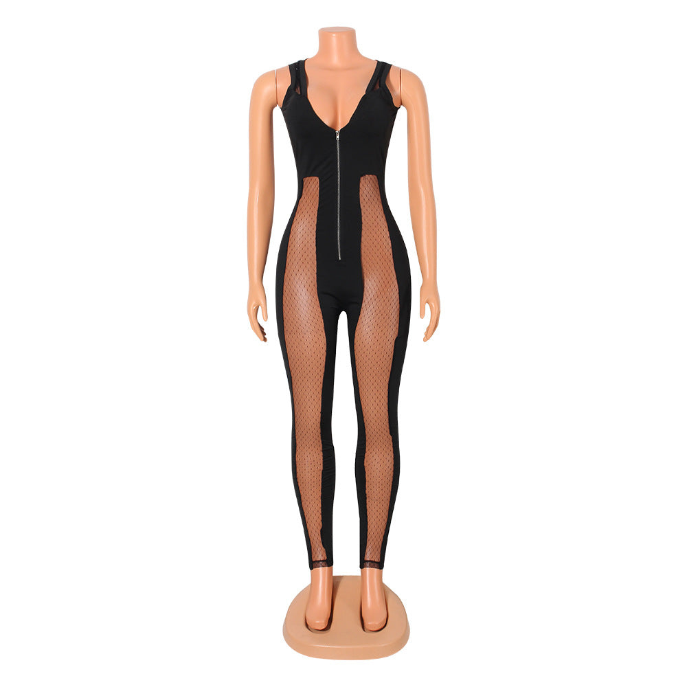 Mesh Stitching Jumpsuit