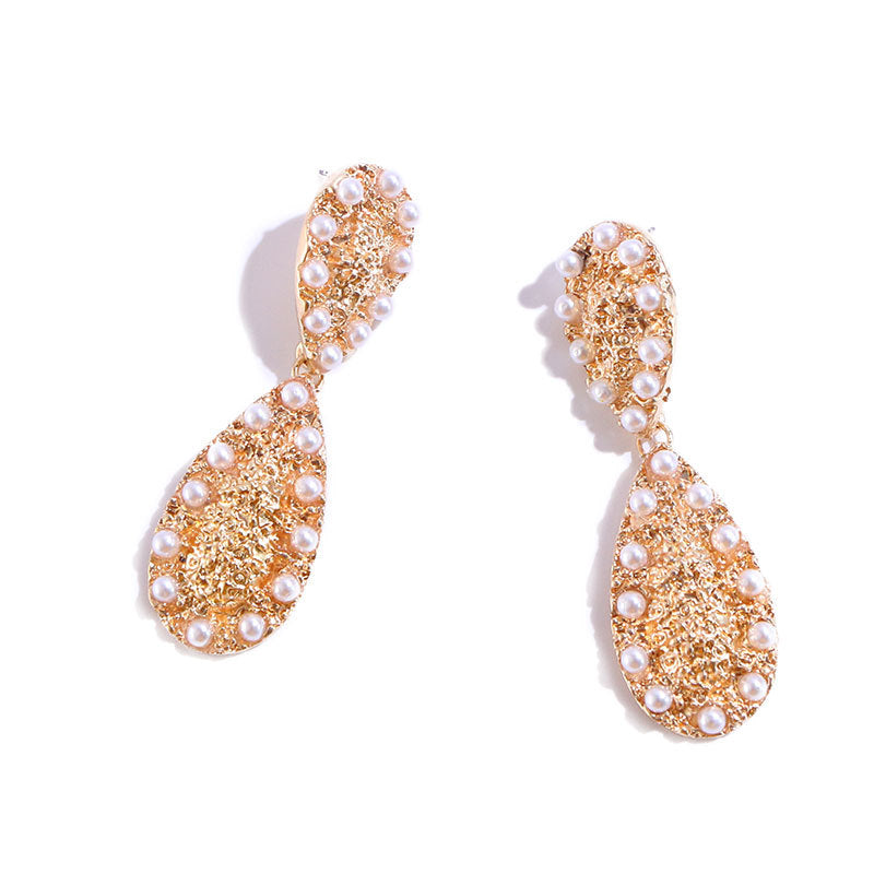Geometric Pearl Drop Earrings