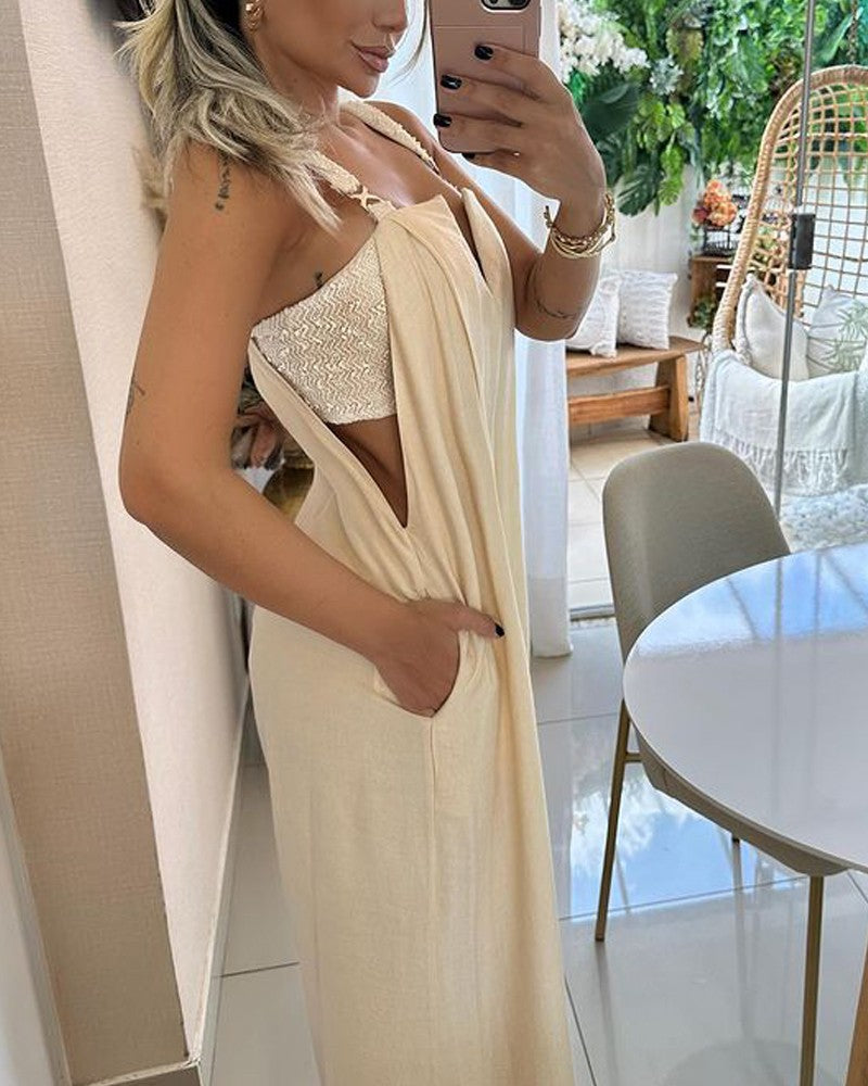Solid Wide Leg Summer Jumpsuit