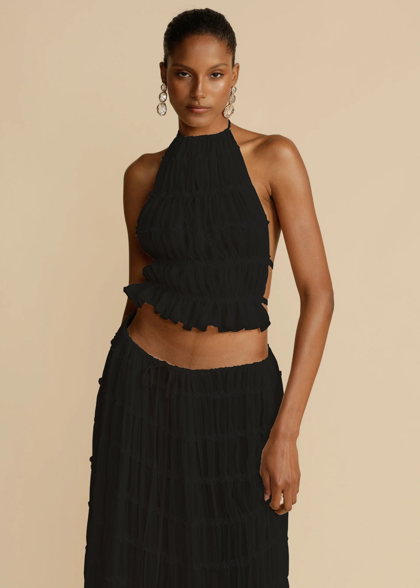 Sexy Sleeveless Backless Cropped Halter Top
