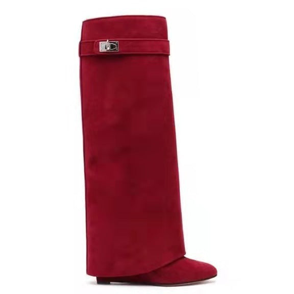 Wedge Heel Pants Boots