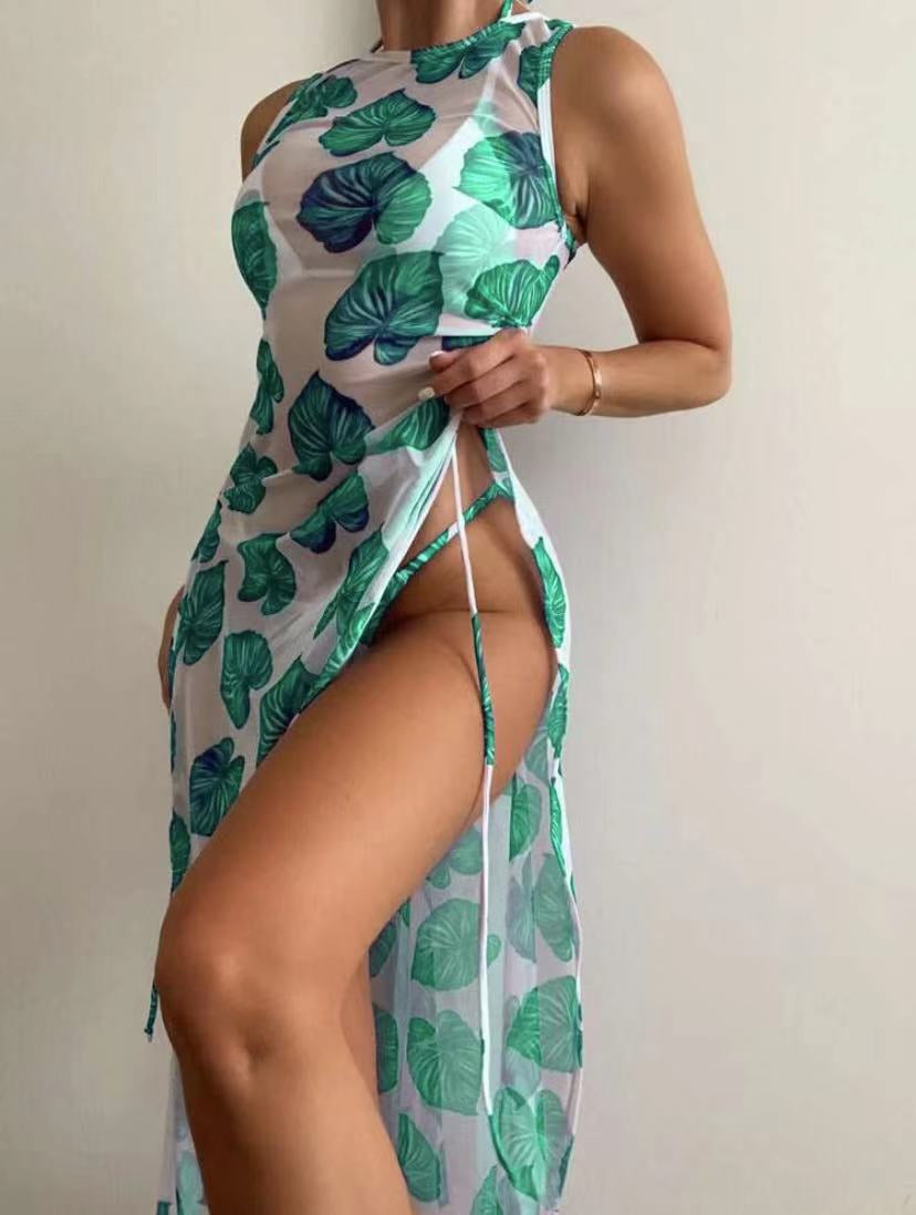 Print Mesh Three-piece Suit