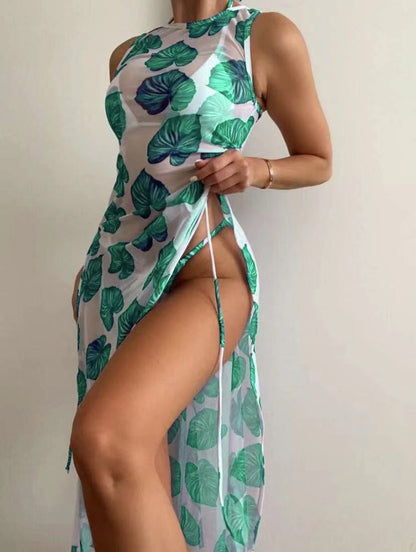 Print Mesh Three-piece Suit