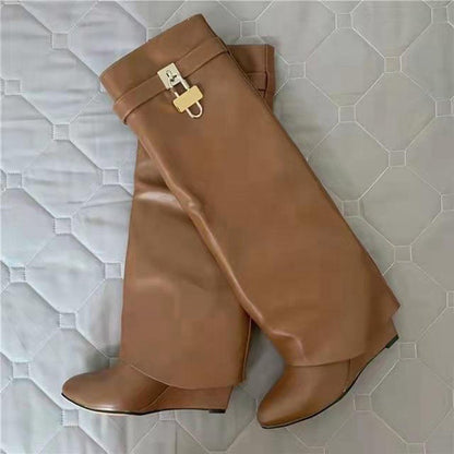 Wedge Heel Pants Boots