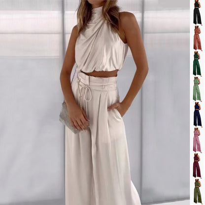Sleeveless Midriff Top Set