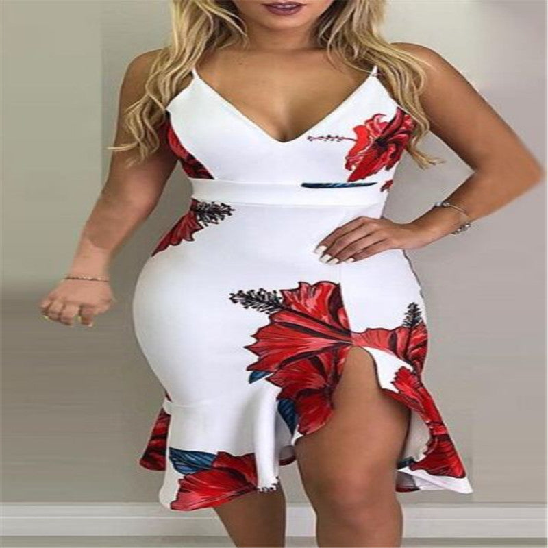Collage Halter Irregular Skirt Dresses
