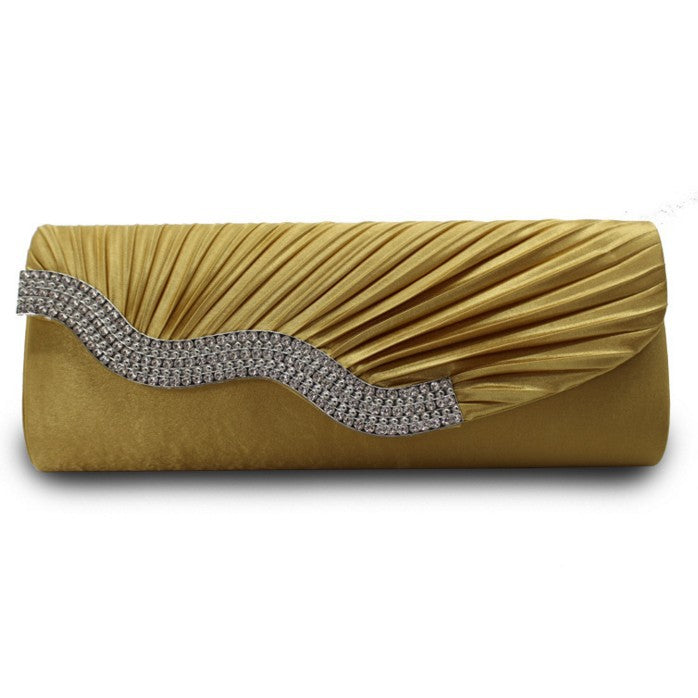 Rhinestone Pleated Clutch