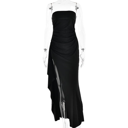 Strapless Pleated Split Dress