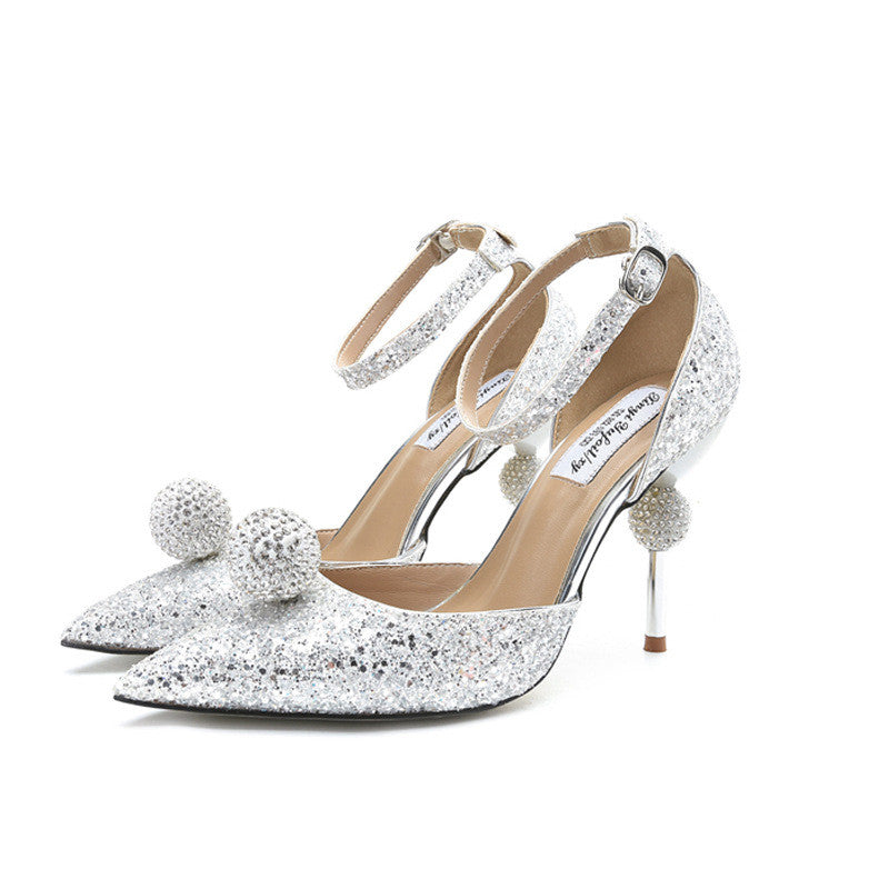 Rhinestone Pointed High Heels