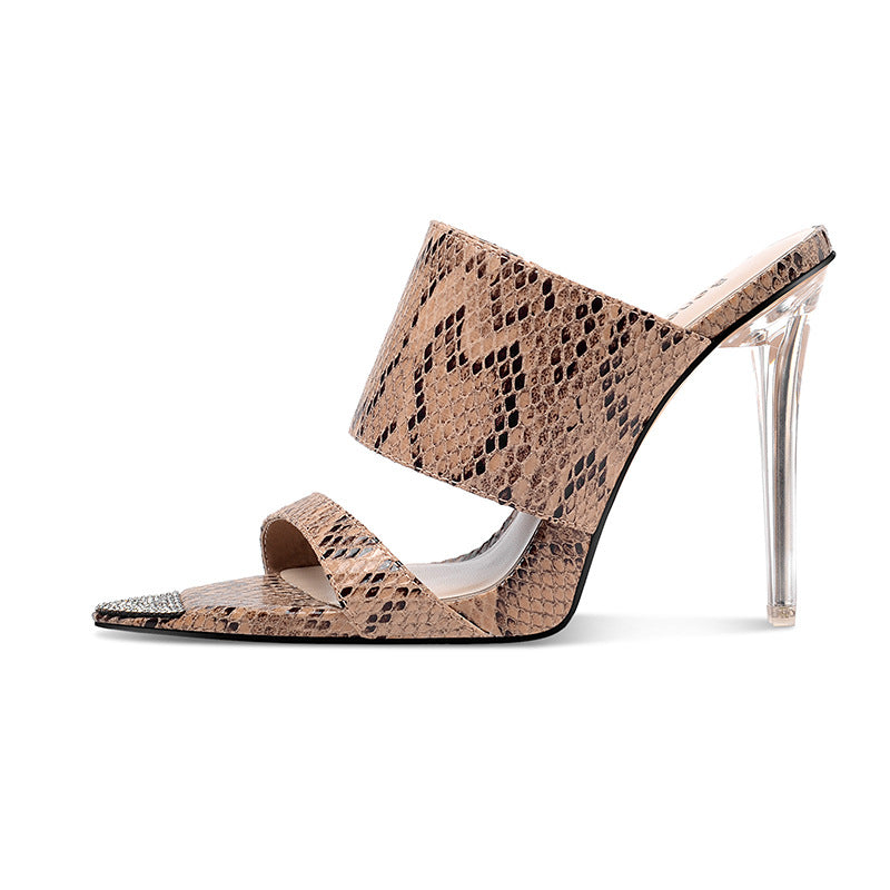 Pointed Crystal Heel Sandals