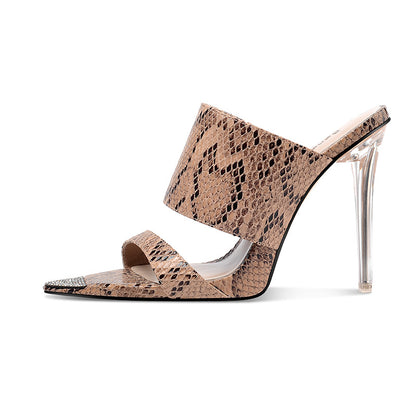 Pointed Crystal Heel Sandals