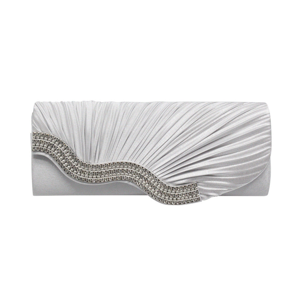 Rhinestone Pleated Clutch