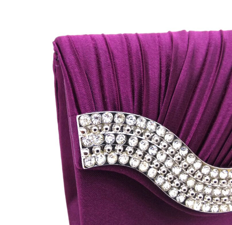 Rhinestone Pleated Clutch