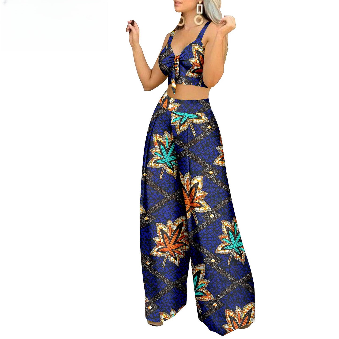 African Ethnic Print Batik Two-piece Suit