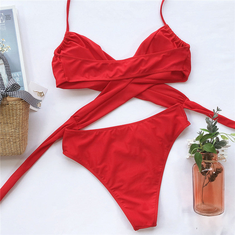 Lace-up Split Leopard Bikini