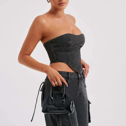 Denim Backless Tube Top Set