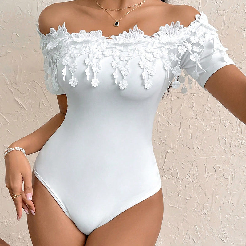 Women's Off Shoulder Short Sleeve Bodysuit
