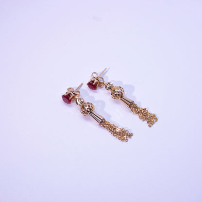 Gold Tassel Diamond Earrings