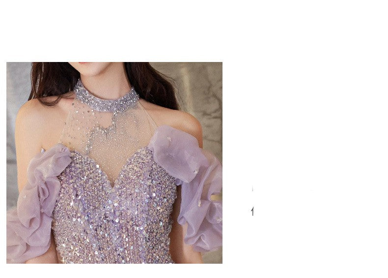 French Style Halter Evening Gown