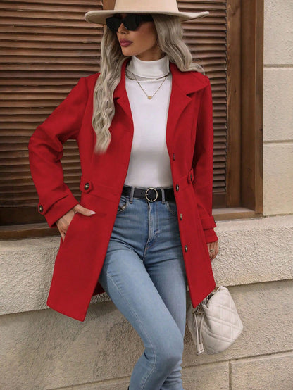 Elegant Single-breasted Woolen Coat