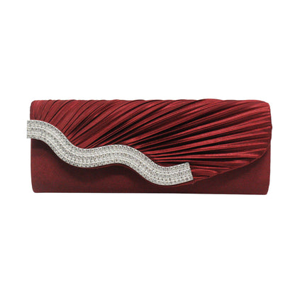 Rhinestone Pleated Clutch