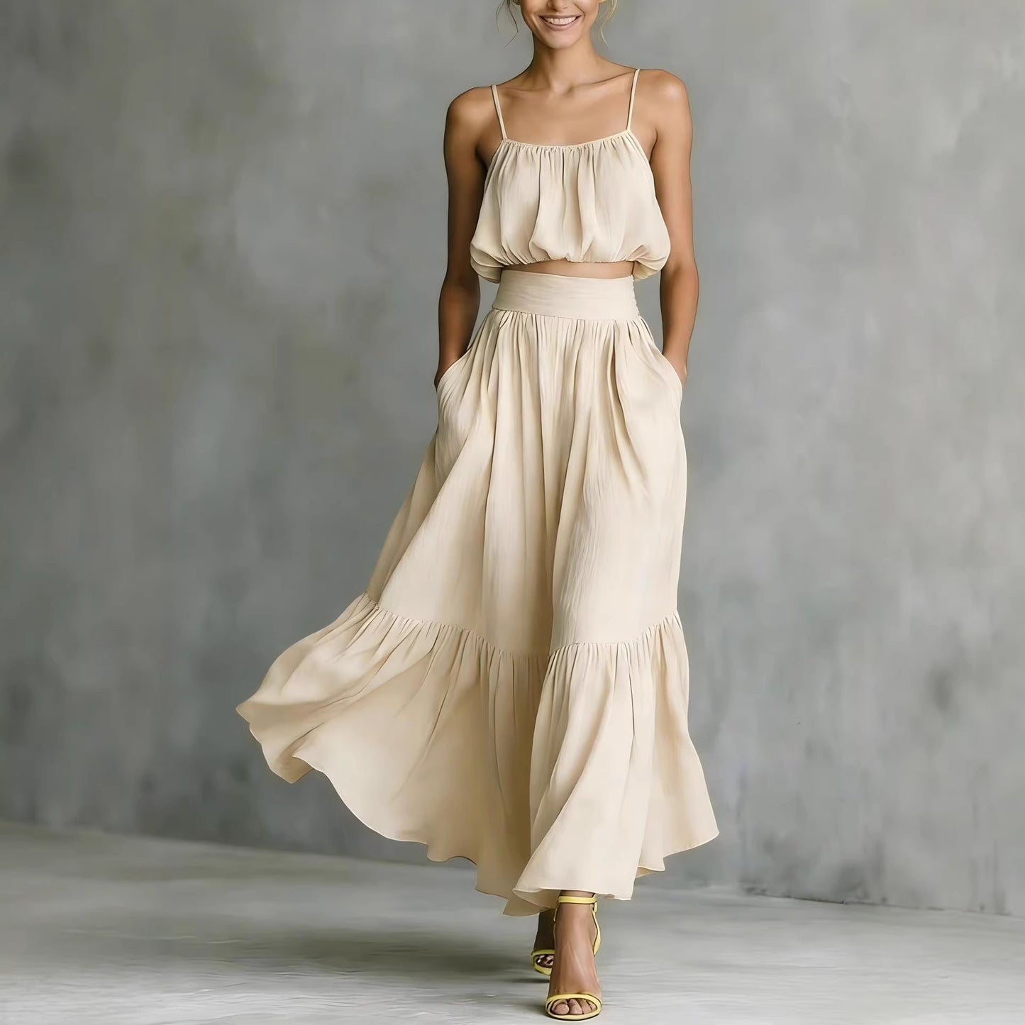 High-Waist Flared Skirt Set