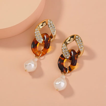 Leopard Pearl Drop Earrings