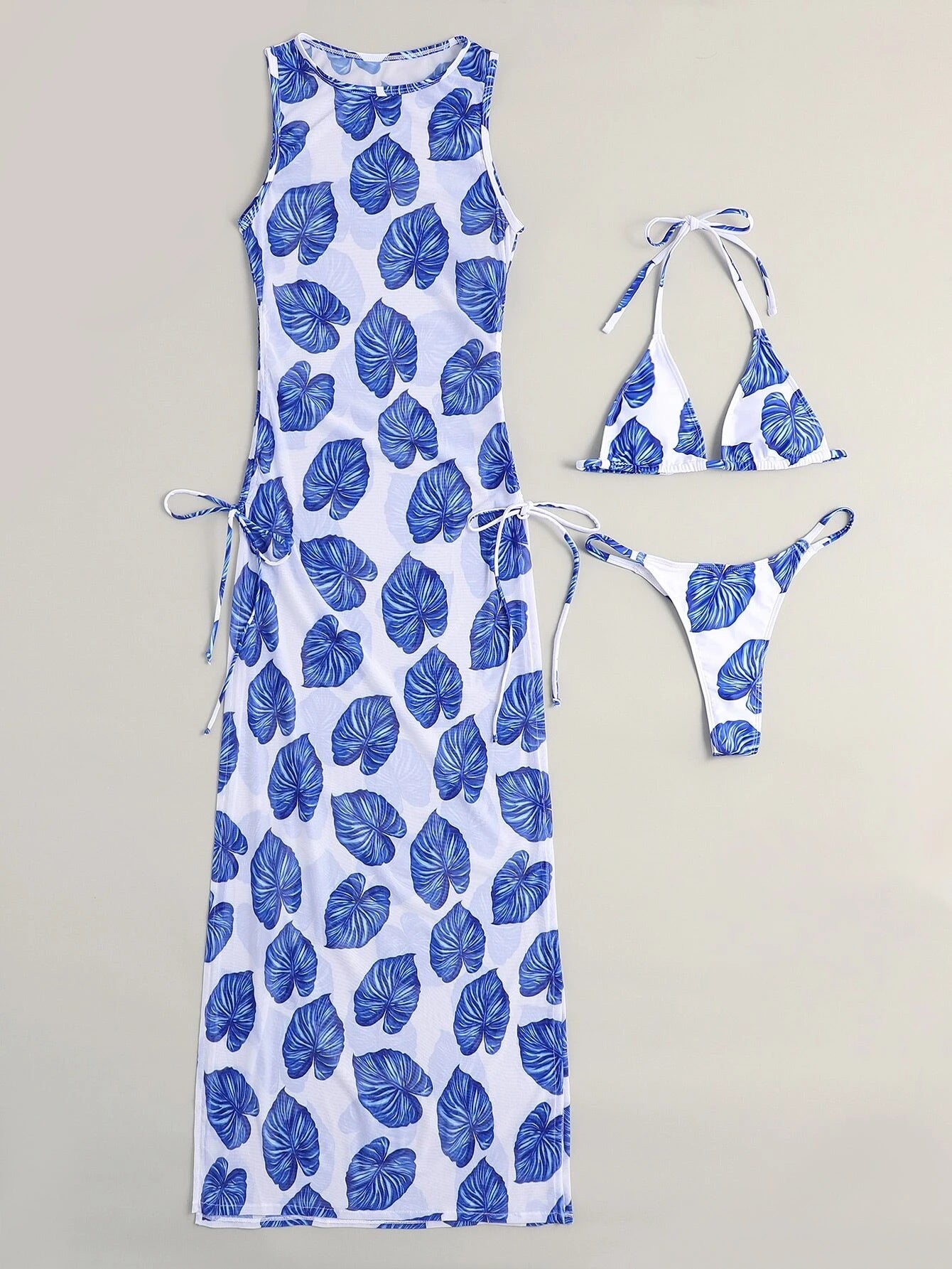 Print Mesh Three-piece Suit