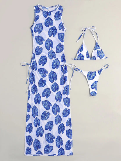 Print Mesh Three-piece Suit