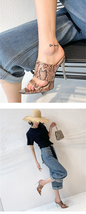 Pointed Crystal Heel Sandals