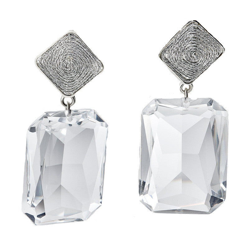 Square Geometric Crystal Earrings