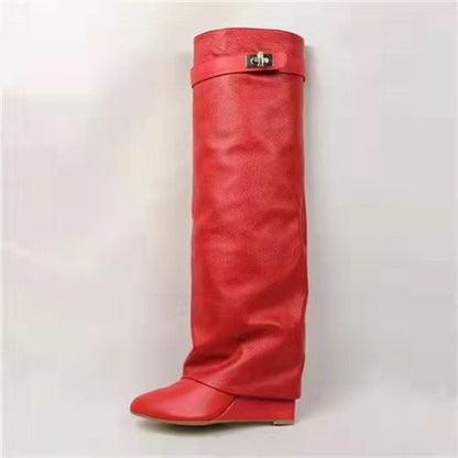 Wedge Heel Pants Boots