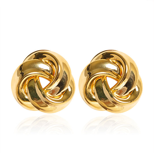 Multi-layer Twisted Twist Button Geometric Ear Studs