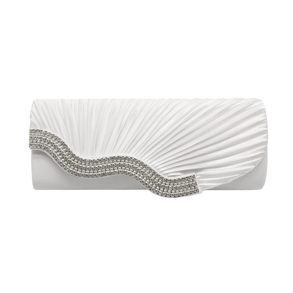 Rhinestone Pleated Clutch