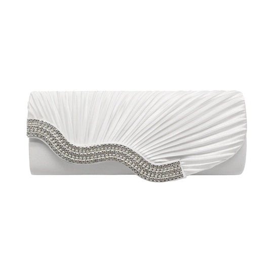 Rhinestone Pleated Clutch