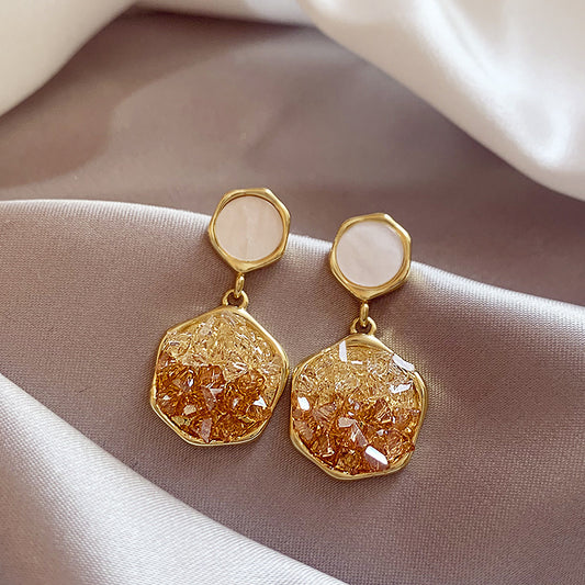 Brown Gradient Crystal Stud Earrings