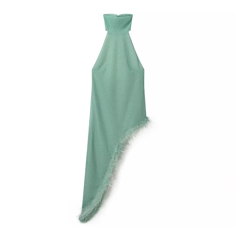 Feather Halter Party Dress