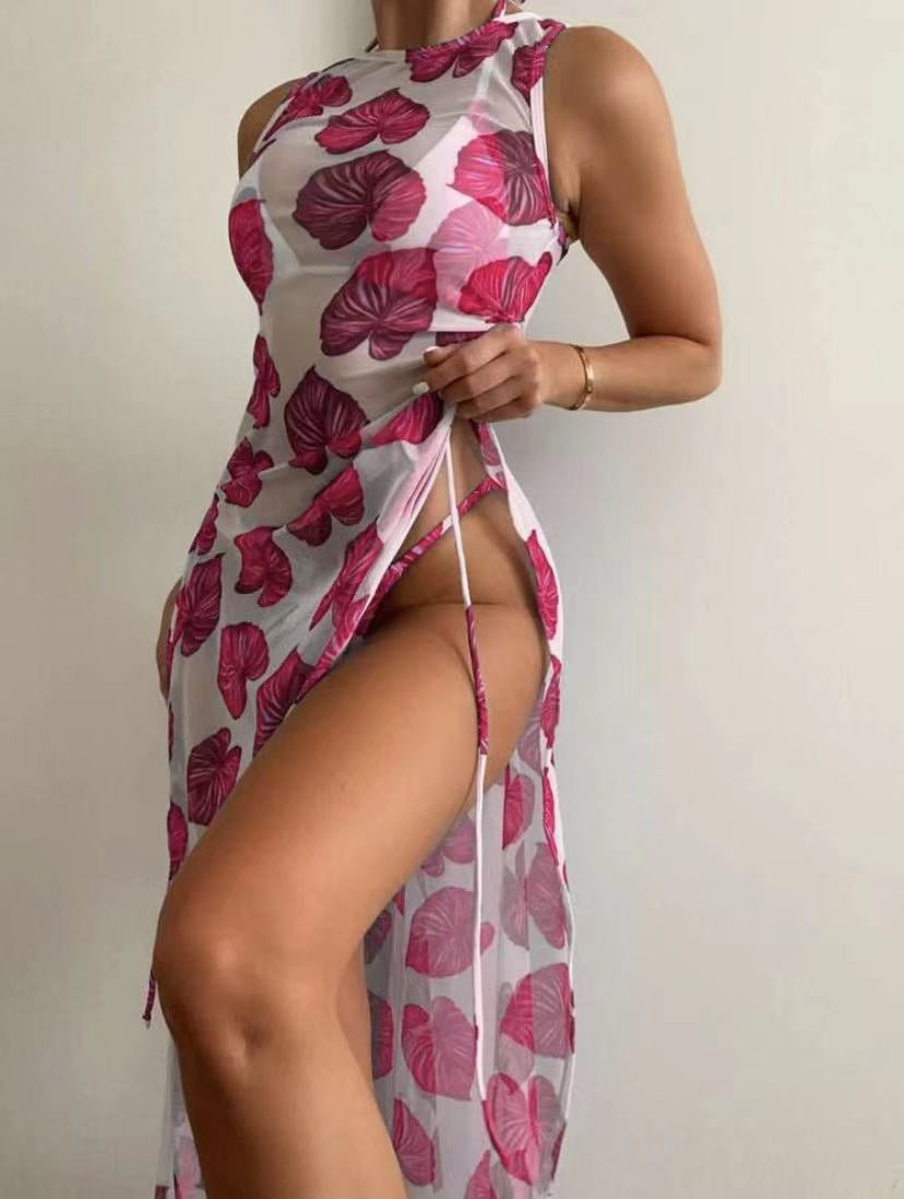 Print Mesh Three-piece Suit