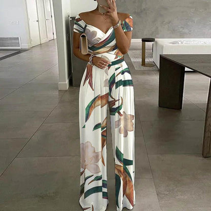 Off Shoulder Printed Jumpsuit