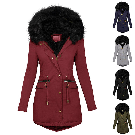 Women's Plush Hooded Parkas Winter Warm Thick  Zip-up Jackets