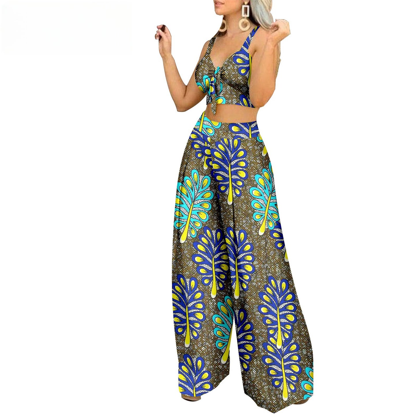 African Ethnic Print Batik Two-piece Suit