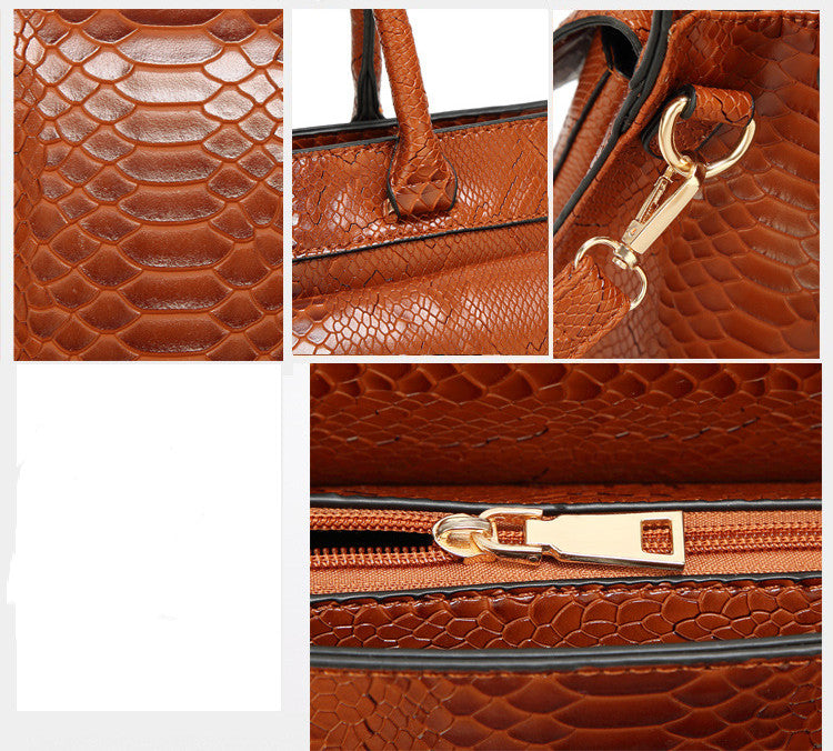 European and American Women's Snake Print Handbag