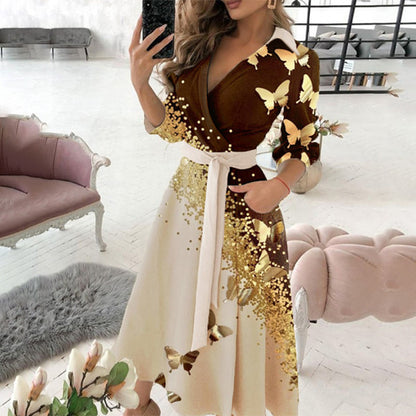 Elegant Butterfly Starlight Print Dress
